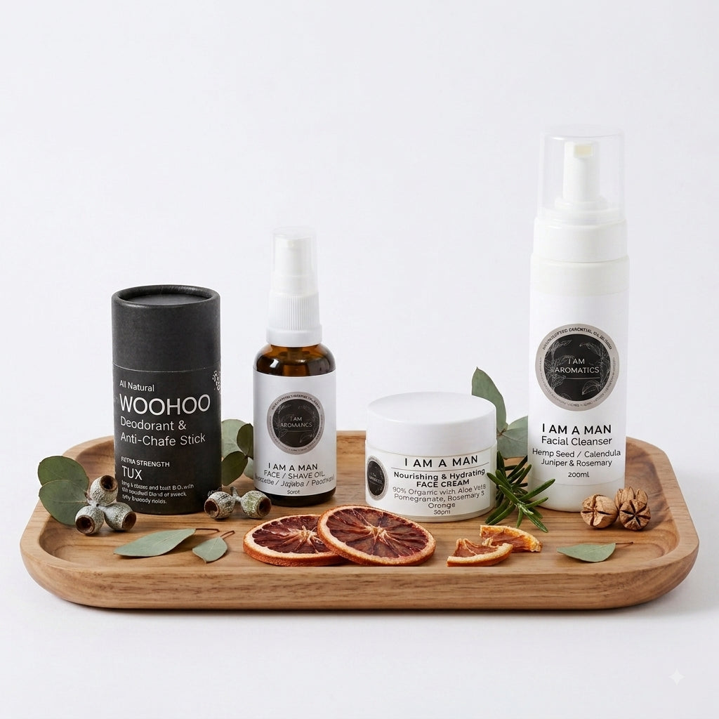 I AM A MAN - Natural holistic skincare for the man. Lightly citrus & earthy.