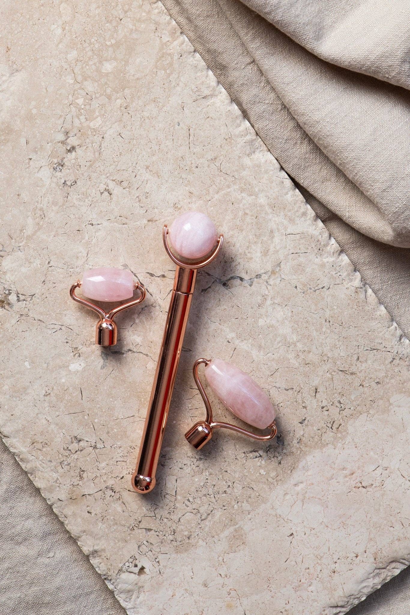 Rose Quartz Glow Up Roller – 3 Interchangeable Rose Quartz Heads for Facial Massage, Puffiness & Product Absorption