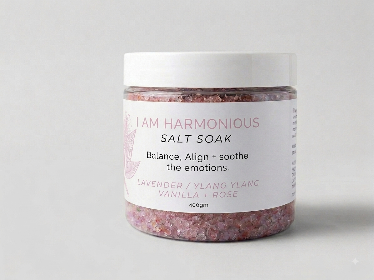 I Am Harmonious Salt Soak – Magnesium & Rose Absolute Bath Soak for PMS and Menopause