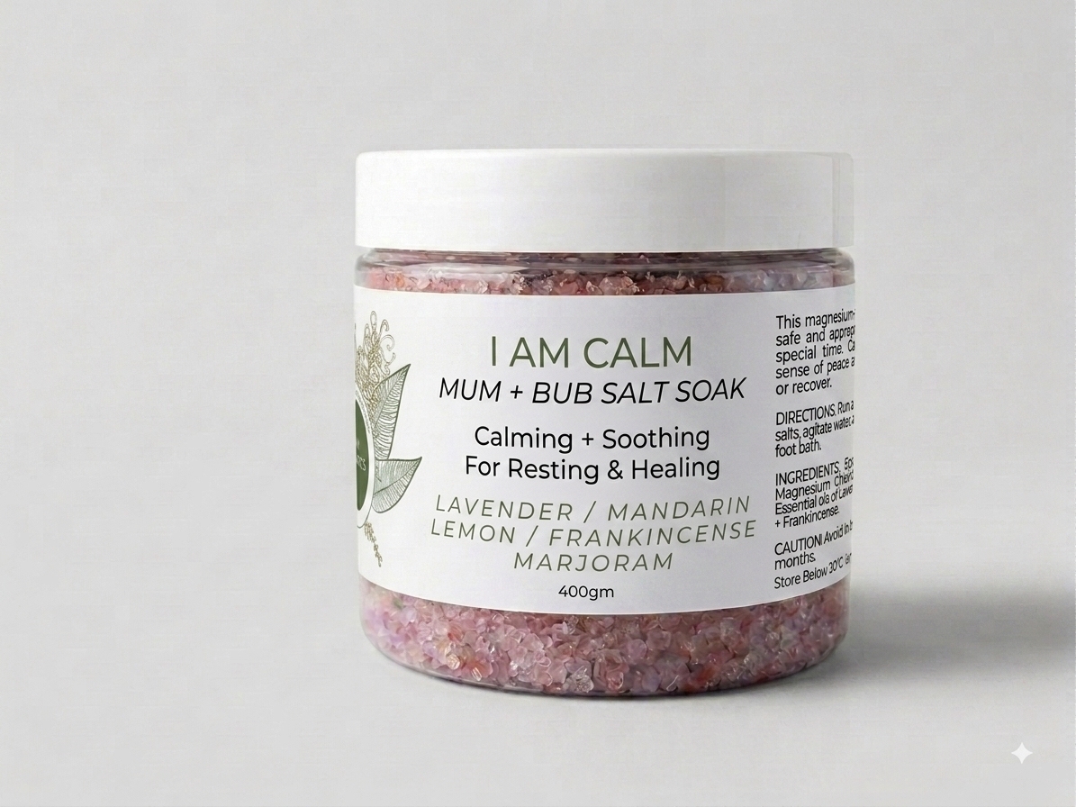I Am Calm Salt Soak – Himalayan Salt & Lavender Bath Soak for Childbirth Preparation and Recovery