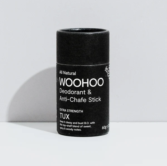 Woohoo Natural Deodorant & Anti-Chafe Stick (Tux) 60g – Aluminium-Free Extra Strength Deodorant for Heavy Sweat, Men, Women & Teens