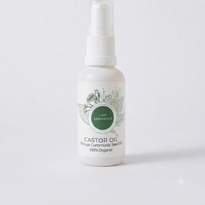 30ml bottle of I Am Aromatics Castor Oil, clear glass container with label, showcasing natural castor oil for hair and skin use.