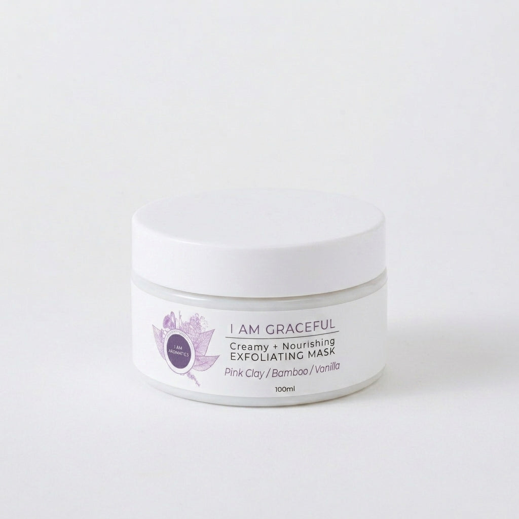 I Am Graceful Pink Clay Exfoliating Cream Mask – Australian Pink Clay & Bamboo Polish for All Skin Types