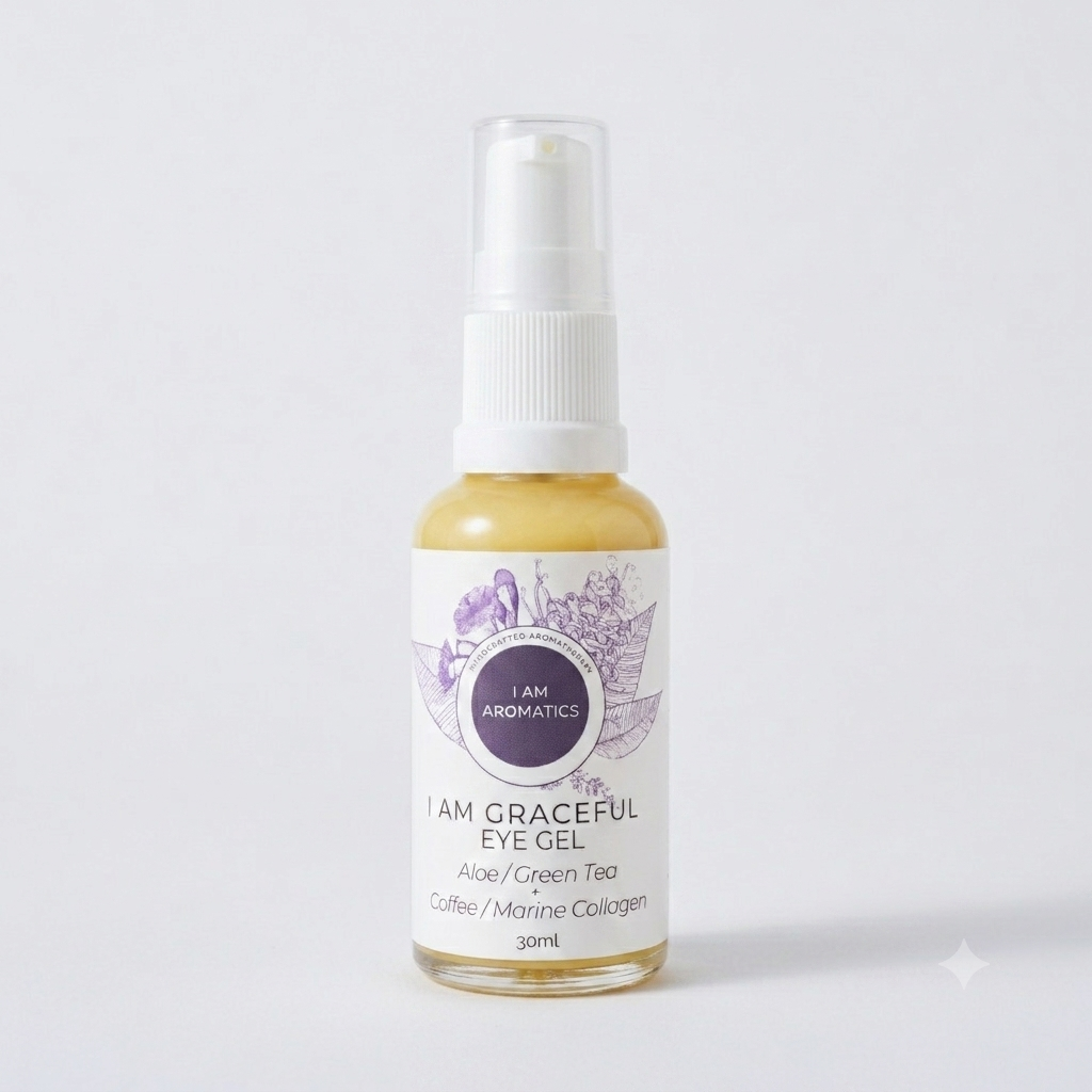 I Am Aromatics I Am Graceful Eye Gel with marine collagen and green tea, reducing puffiness and fine lines around the eyes.