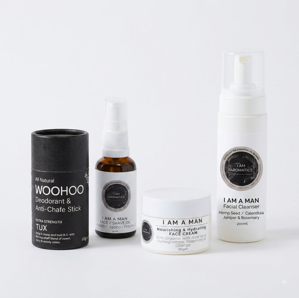 I Am A Man - Skincare Bundle – Face Cream, Cleanser, Shave Oil & Deodorant Set for Men