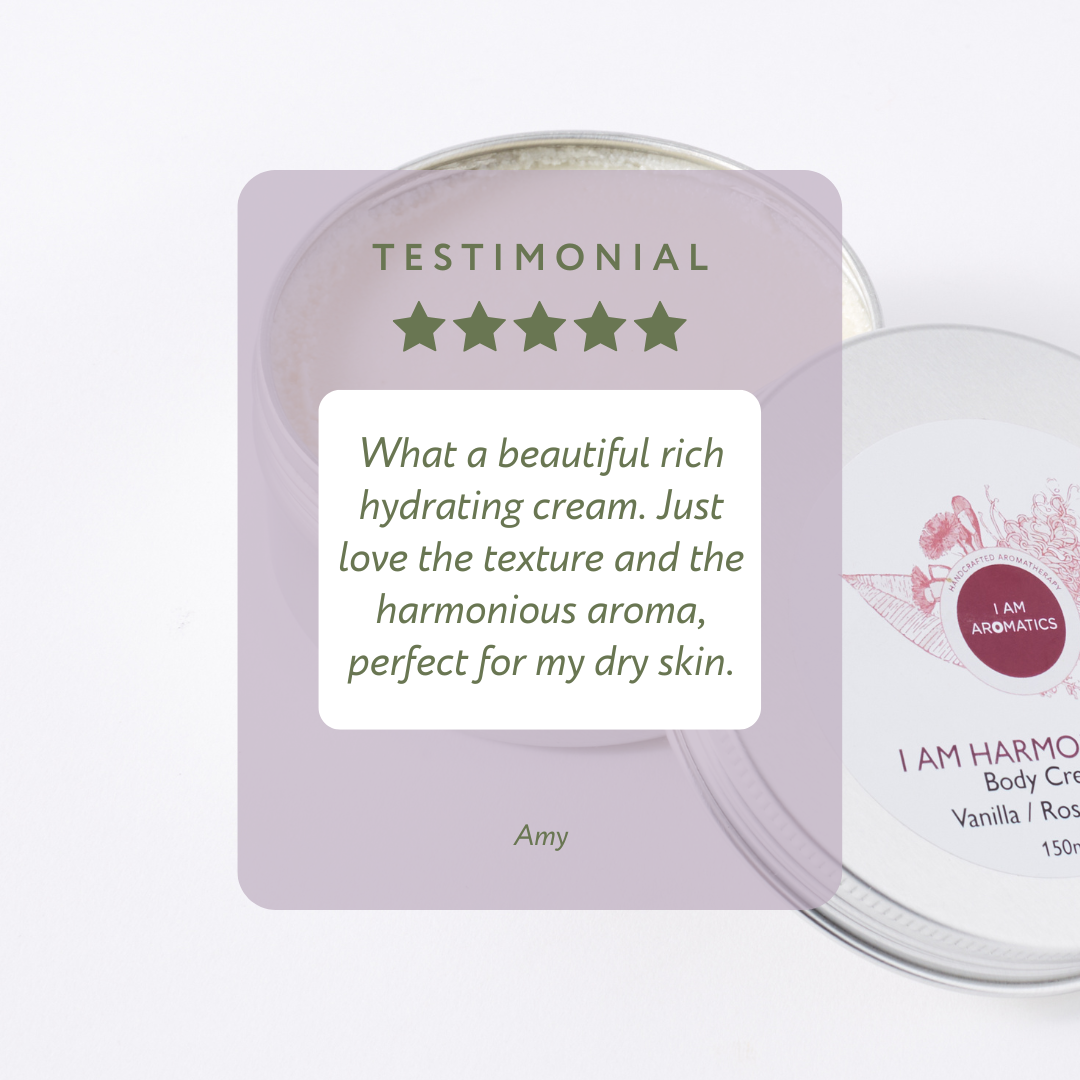 harmonious body cream in 150ml aluminium tin with pink botanical logo and pink font, Rose