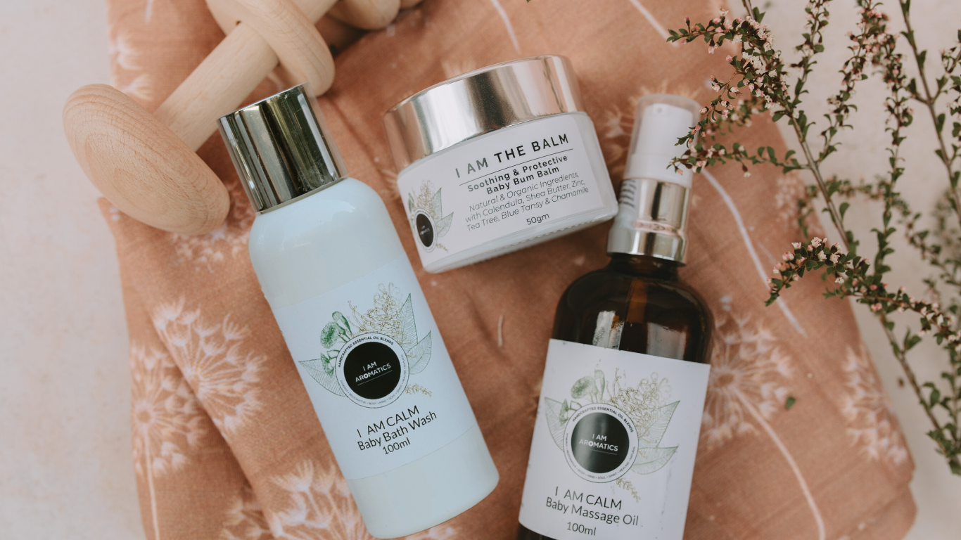 baby wash, baby bum balm, calm massage oil