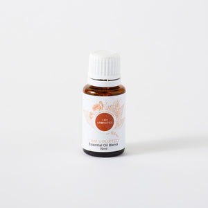 i am uplifted essential oil blend in 15ml amber bottle with white lid, white label and orange botanical logo