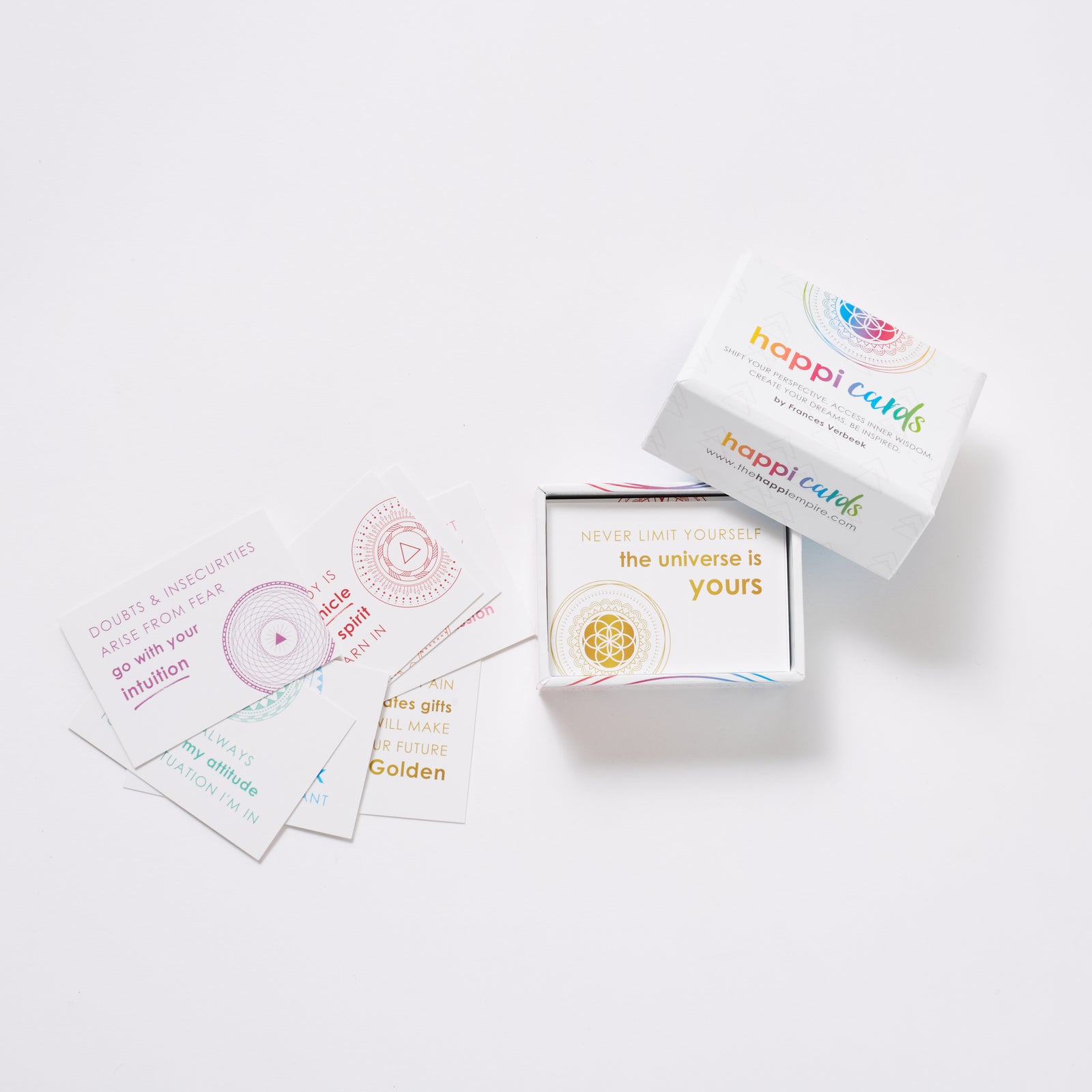 happi cards, box open with quote examples